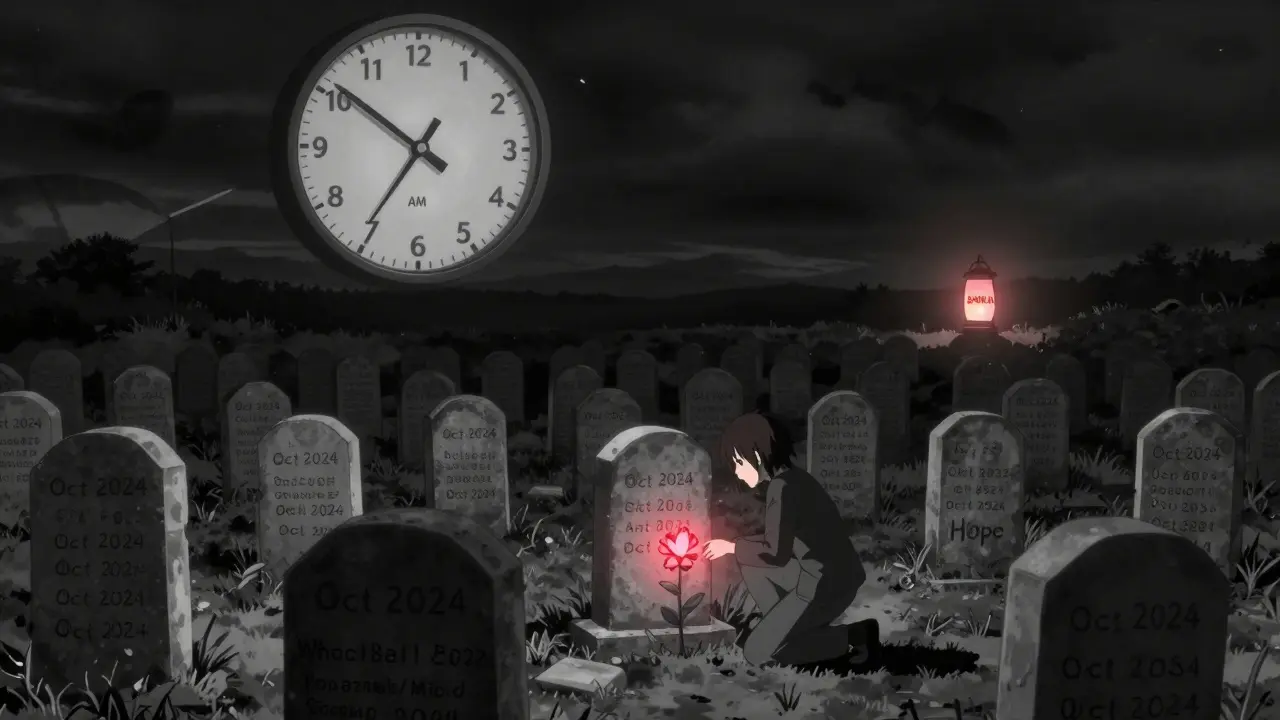 Digital graveyard of crypto wallets with a single glowing lantern in anime aesthetic.