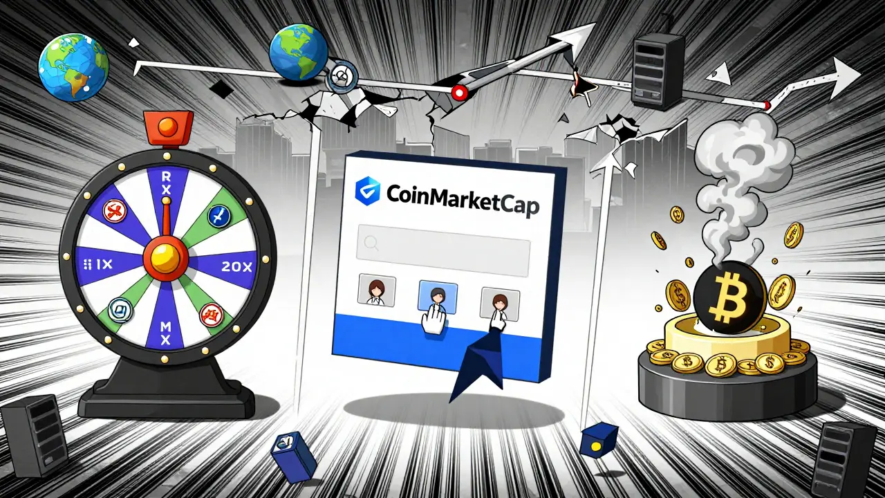 Three manga-style panels show failed airdrop campaigns with crumbling metaverse roadmap icons.