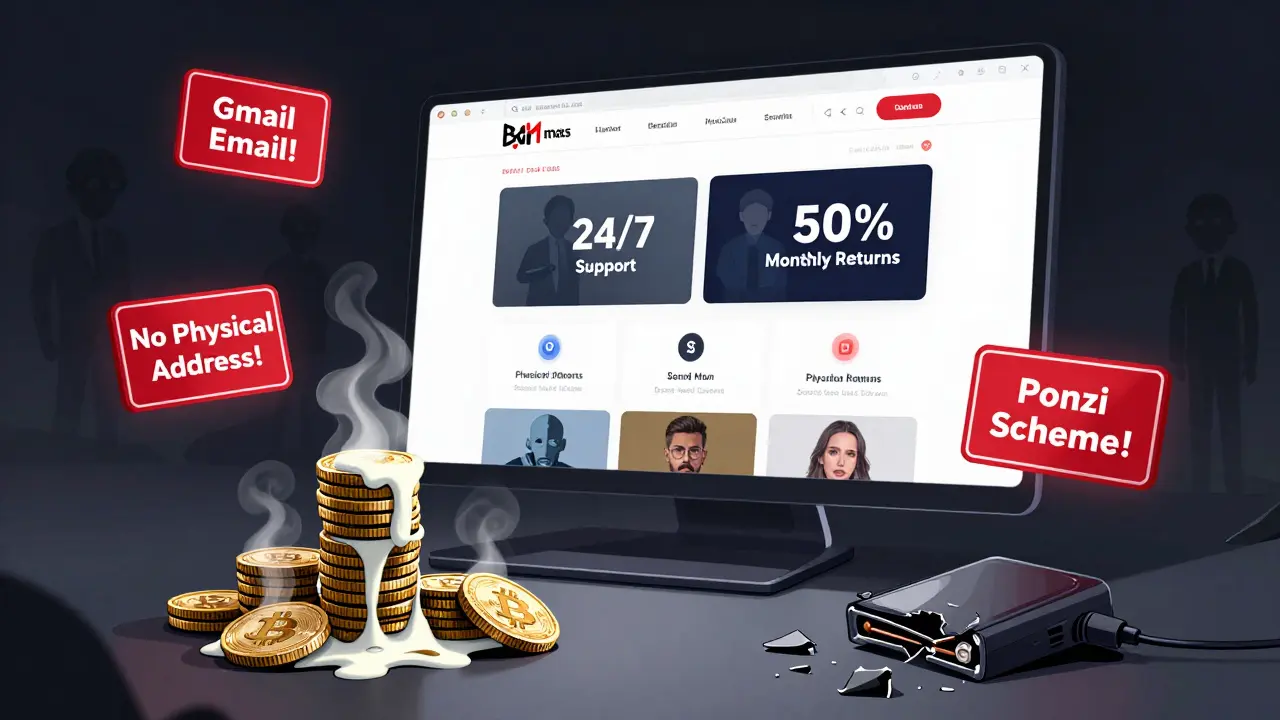 A fraudulent crypto platform with red warning signs and melting coins, depicted in anime style.