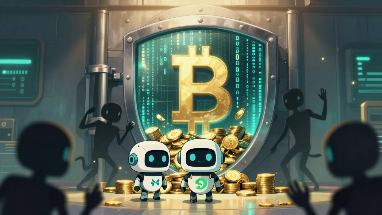 Anime shield protecting crypto tokens from attack bots