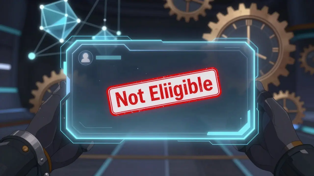 Anime style close-up of a crypto claim portal showing an expired eligibility status.