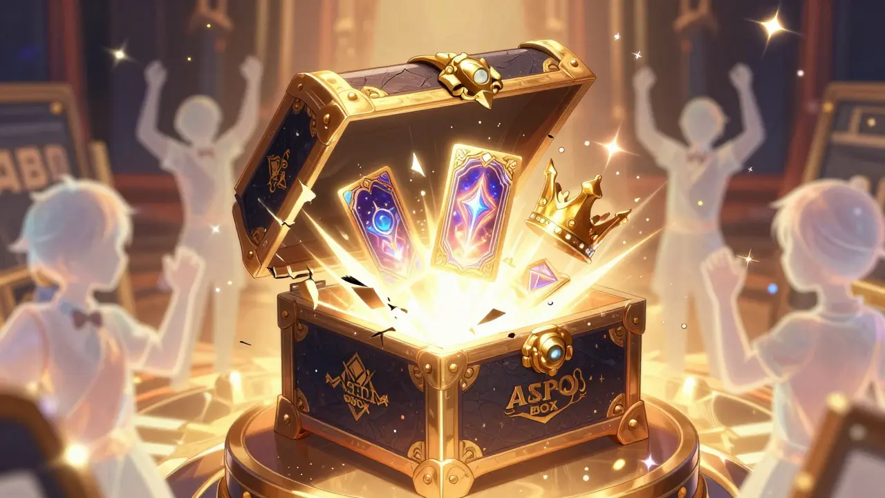 Open Elite Box NFT revealing rare rewards in anime art style