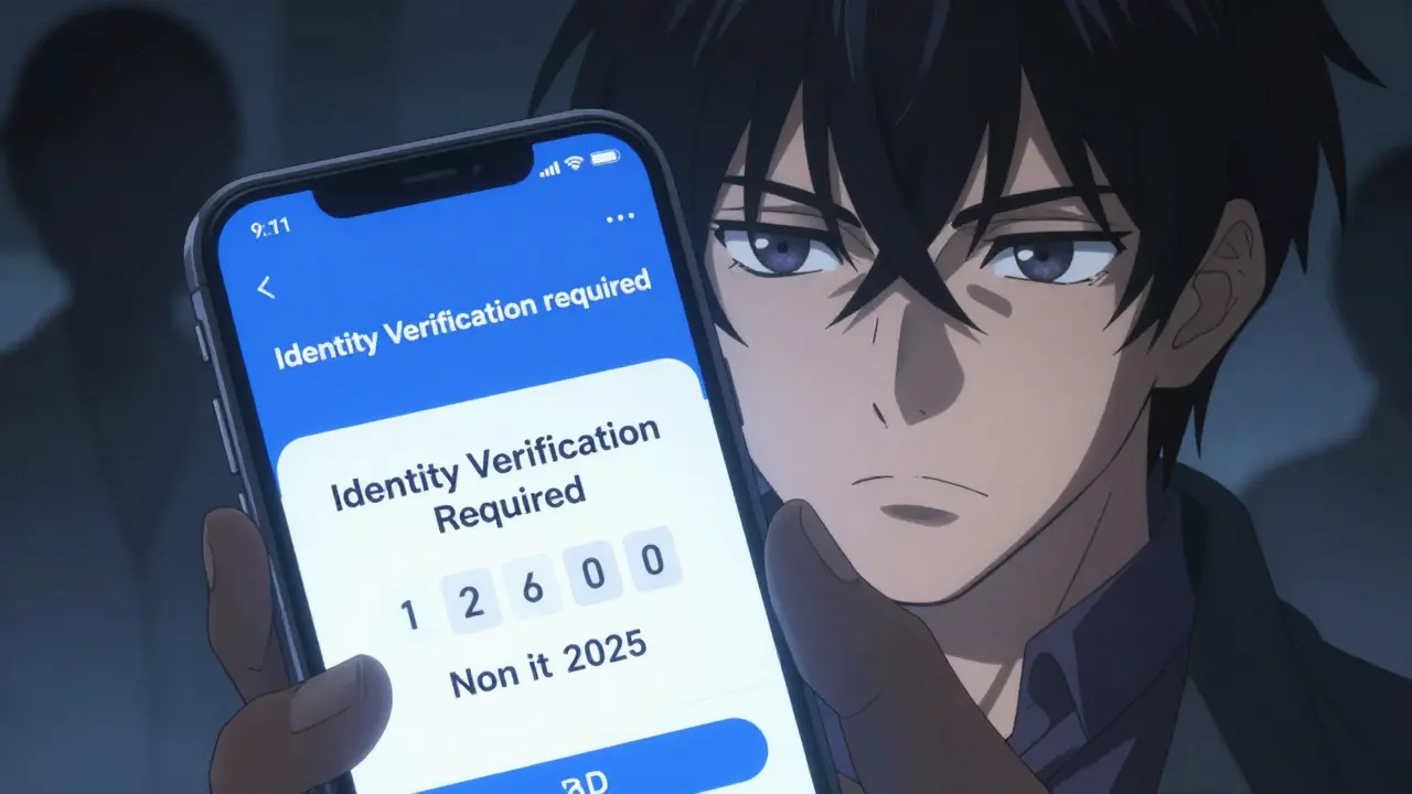 Serious character facing urgent identity verification deadline on phone