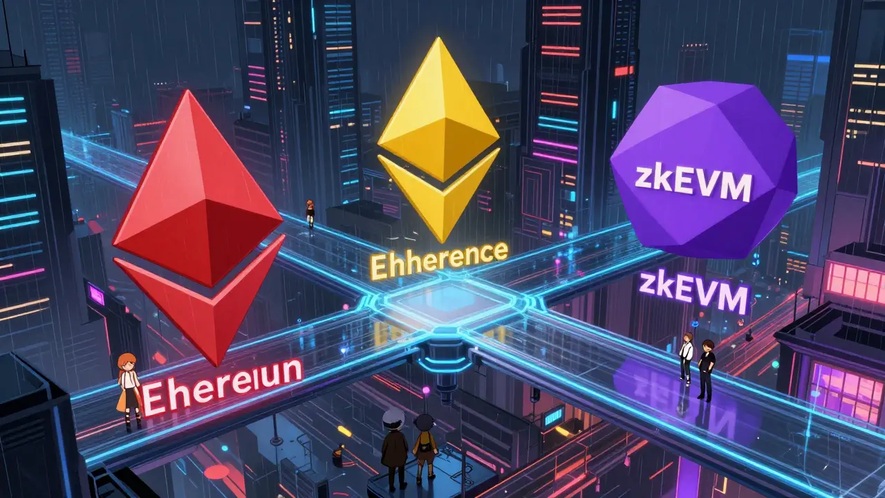 Cyberpunk anime scene showing deserted blockchain bridge technology