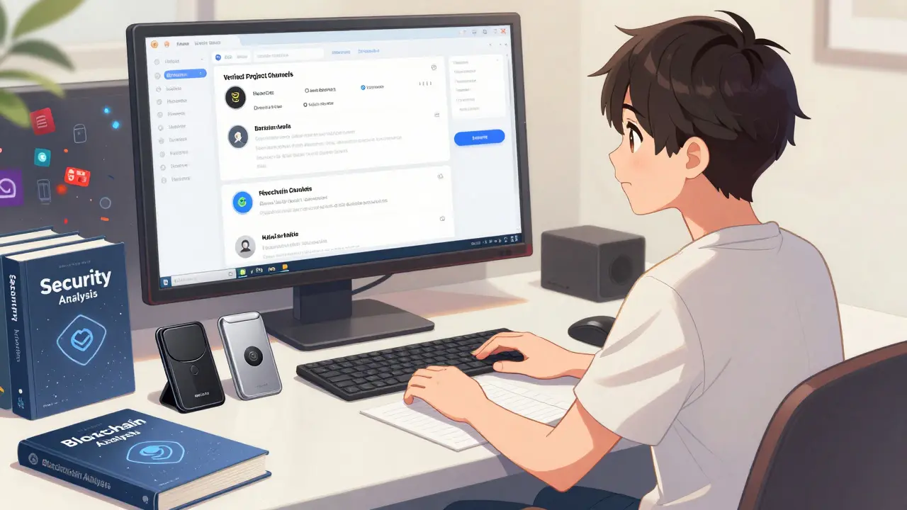 Anime character learning safe crypto practices with hardware wallets
