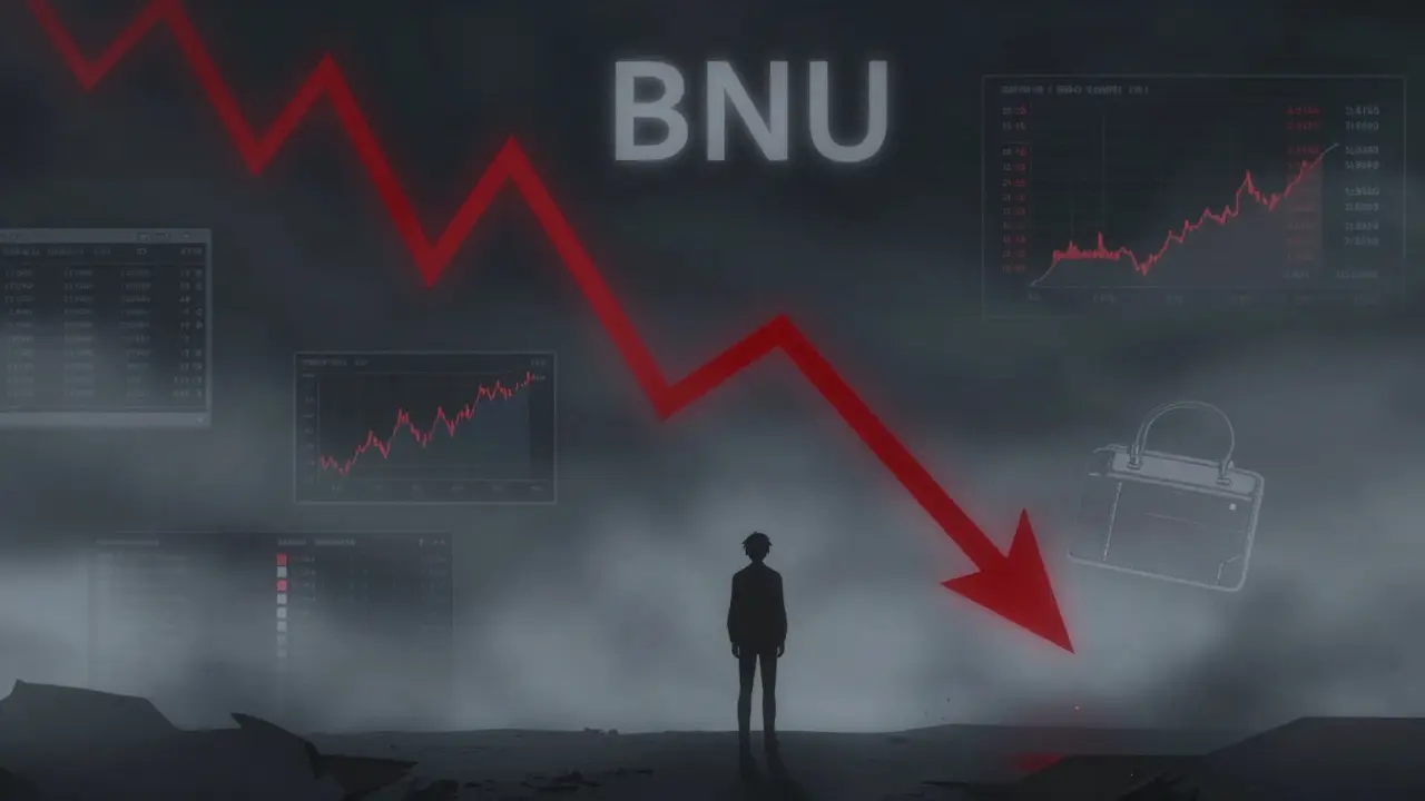 Dark anime scene showing crashing crypto token value