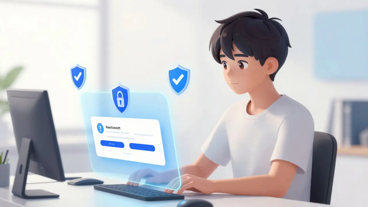 Anime character securely connecting a web3 wallet via holographic interface.