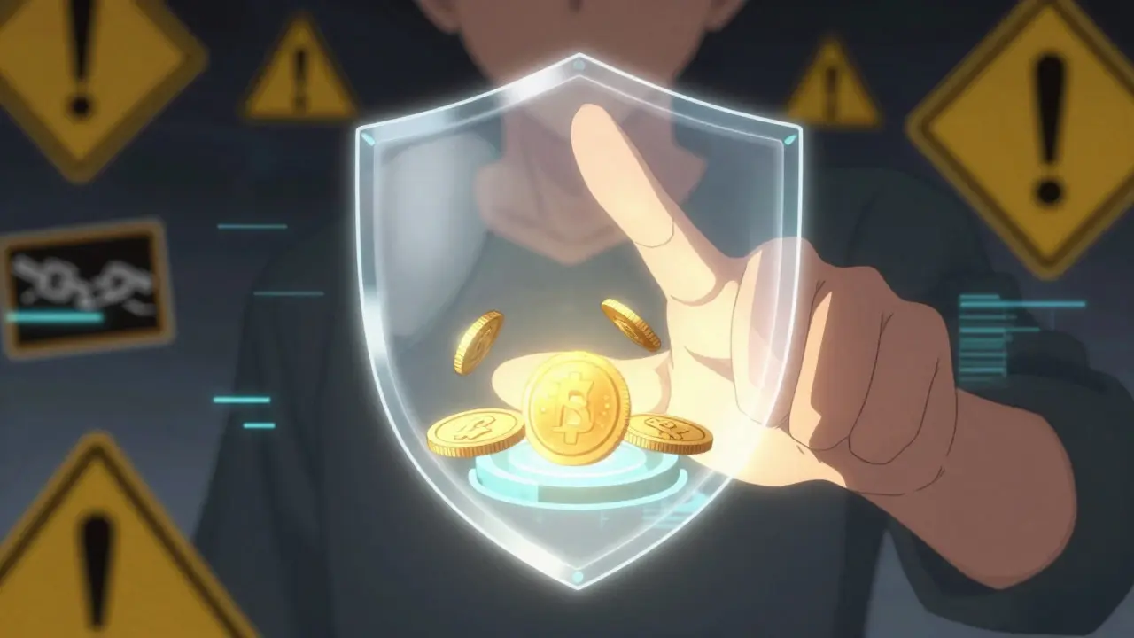 Anime hand hovering over a button with a protective light shield blocking threats